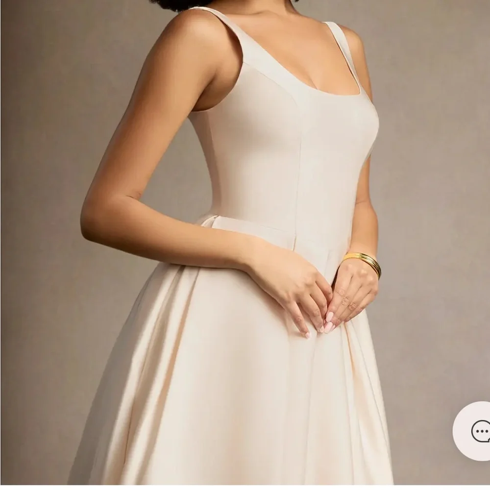 OLIVIA CREAM PLEATED MIDI DRESS - Picture 2 of 4